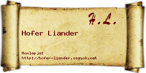 Hofer Liander névjegykártya